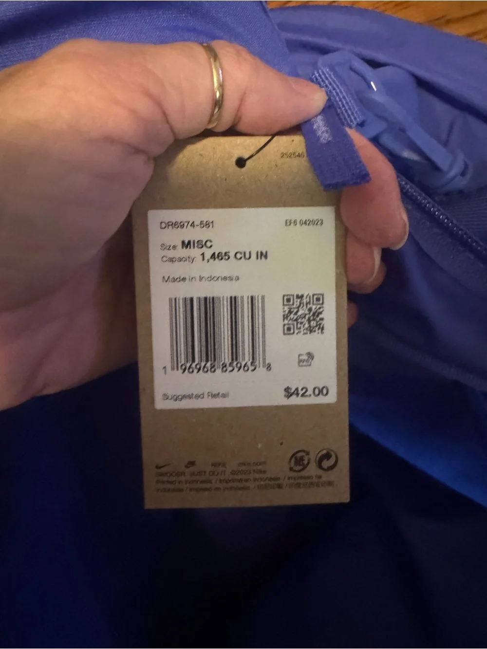 Nike Royal Blue Duffel Bag with White Swoosh